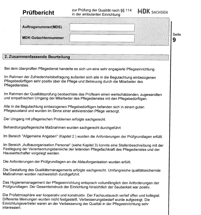 Zusammenfassende Beurteilung Prfbericht